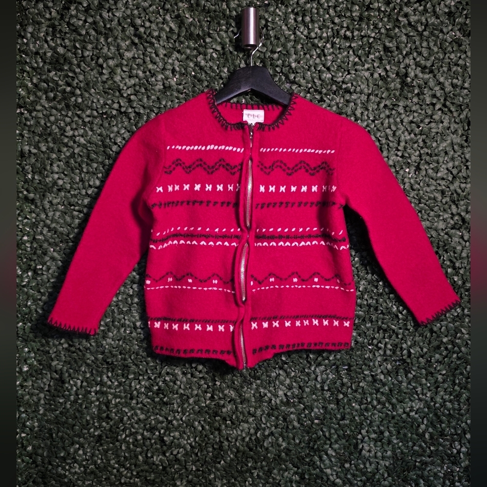 Charming Kids' Red Patterned Sweater